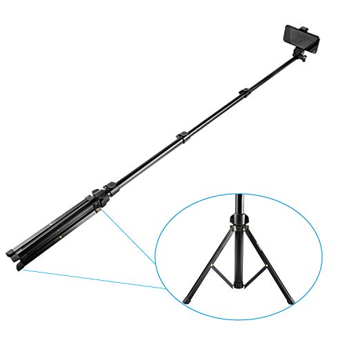Selfie Stick Tripod, Ruittos 54” Extendable Phone Tripod Ring Light Stand Aluminum Alloy Portable Heavy Duty, with Bluetooth Wireless Remote Compatible with iPhone 12 11 X Androin Go Pro 360 Camera