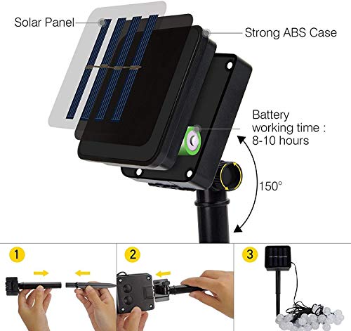 Solar Lichterkette Aussen, 30Leds Kristall Kugeln Außenlichterkette Warmweiß, Wasserdicht IP65 8Modi Außen Deko für Garten Balkon Terrasse Party