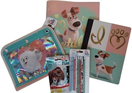 The Secret Life of Pets Vinyl Folder 3 Ring Zipper Pencil Case 1 Composition Notebook Pencils and Erasers Bundle