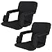 ZENY Set of 2 Portable Stadium Seat Chair for Bleachers or Benches,Folding Reclining Seat Black Bleachers 5 Positions,Padded Cushion Backs and Armrest Support and Bottle Pocket (Black 2 Set)