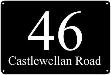 GosiaShop Custom Personalised Metal Aluminium 5x7 Number Signs Door Plaques House Street Name Wall Gift (Black, 5x7 Rounded Corners 4 Screw Holes)