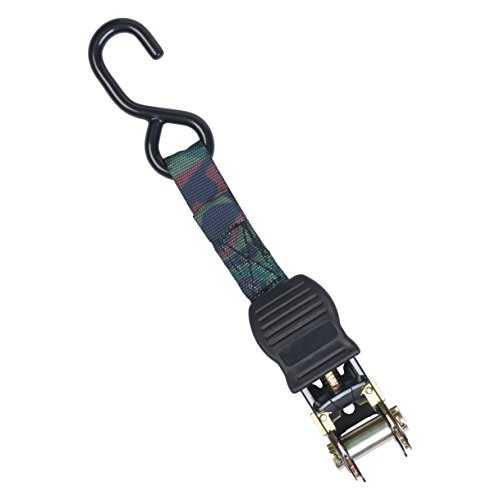 Mann Ratchet Tie Downs Straps with S-hooks 4-Pack Set 1-Inch x 15-Feet 500 Lbs Load Cap - 1500 Lb Break Strength (Camo) - Thumbnail 4