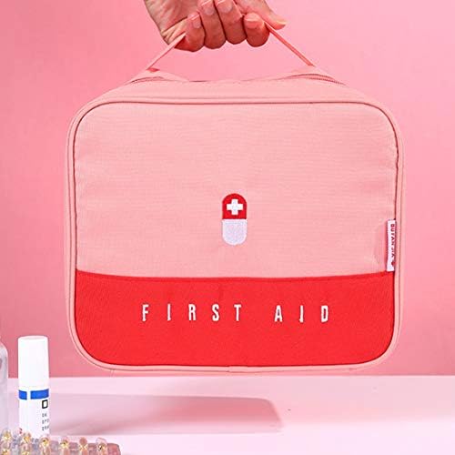 Zippered First Aid Bag Medication Organizer Emergency Empty Pouch Carrier with 5 Pockets Oxford Cloth Travel Medicine Pill Case with Handle Medical Embroidered Bags 9.84 x 7.87 x 5.31 inches (Pink) 4 Zippered First Aid Bag Medication Organizer Emergency Empty Pouch Carrier with 5 Pockets Oxford Cloth Travel Medicine Pill Case with Handle Medical Embroidered Bags 9.84 x 7.87 x 5.31 inches (Pink)