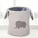 Storage Baskets, Junnom Collapsible & Convenient Laundry Bin/Laundry Basket/Laundry Hamper/Storage Solution for Office, Bedroom, Clothes, Toys - Super Cute Gray Elephant