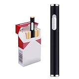 Mini Usb Cigarette Lighters Rechargeable Windproof Flameless Slim Electric Protable Lighter (Black)