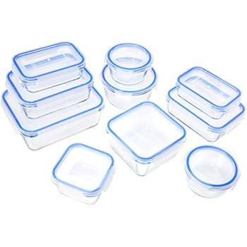 AmazonBasics Glass Locking Lids Food Storage Containers, 20-Piece Set