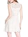 Women's Floral Lace Sleeveless Semi Sheer Yoke Flare Mini Dress White / S