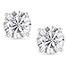 DovEggs 14K White Gold Post 4ct 8mm Slight Grey Moissanite Stud Earring Push Back Platinum Plated Silver for Women