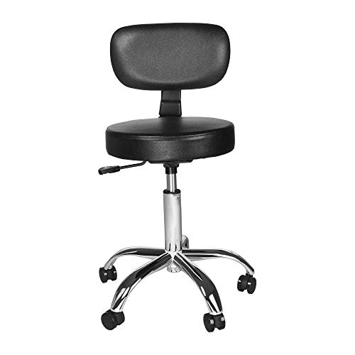 Staron Hydraulic Lift Height Adjustable Rolling Swivel Stool Chair with Round Beauty Seat with Backrest for Treatment of Salon,Massage, Factory, Shop (Black)