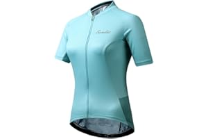 Santic Women's Cycling Jersey Short Sleeve Biking Shirt Full Zip Tops with 3 Pockets Breathable Quick Dry