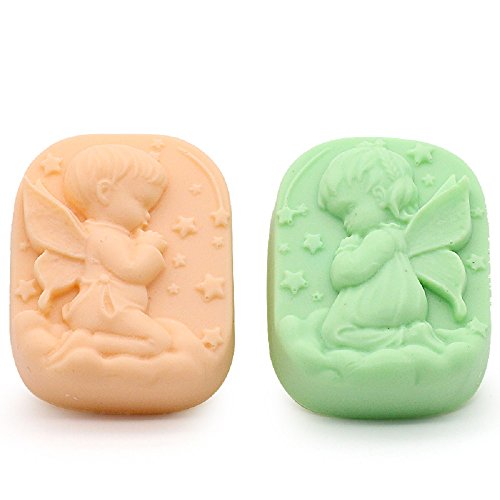 Sharlity Boy Girl Angel Rectangular Soap Mold Silicone Candle for Homemade Craft