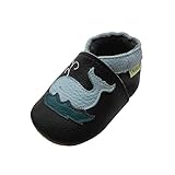 Sayoyo Baby Cute Dolphin Soft Sole Black Leather Infant and Toddler Shoes