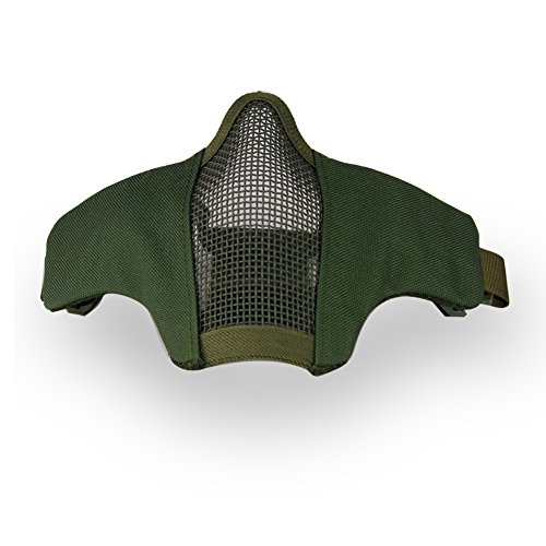 YASHALY Tactical Airsoft Mask Adjustable Outdoor Strike Camouflage Protective Metal Mesh Half Face Mask For CS/Hunting/Paintball/Shooting (MA-42-09, Adjustable)