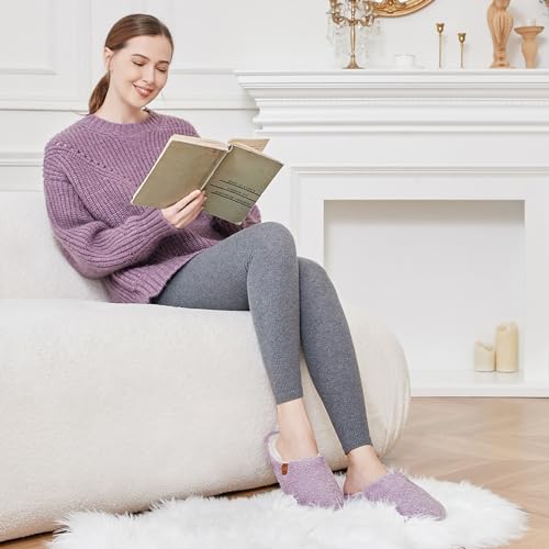 Women's Memory Foam Bootie Slippers - Faux Fur Indoor Outdoor House Shoes With Rubber Sole