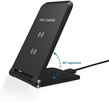 Wireless Charger,Foldable Smart Control 5W 7.5W 10W Qi Certified Fast Wireless Charger for iPhone X/8/8 Plus Galaxy S9/S9 Plus Note 8/5 S8/S8 Plus S7/S7 Edge S6 Edge Plus etc(No AC Adapte)