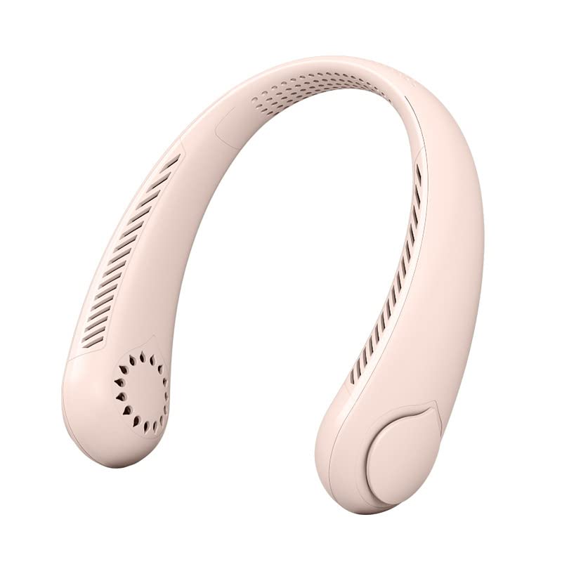 Portable 4000mAh Neck Fan - Rechargeable USB Necklace Design With 360° Cooling, 3 Speeds, Headphones Design for Outdoor Sports, Indoor Office (Pink)