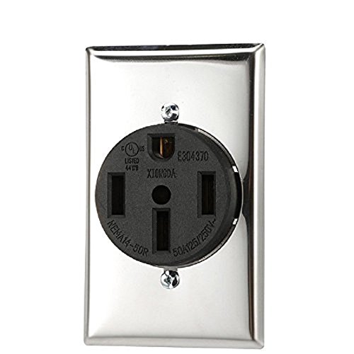 وعاء مجفف NEMA 14-50R 3 قطب 4 أسلاك 125 250 فولت تيار متردد 50 أمبير فلوش ماونت أنثى للخدمة الشاقة مع تثبيت البراغي والغطاء غير القابل للصدأ