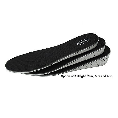1 Pair HappyStep Full Length Memory Foam Height Increase Insoles Unisex (Length 27.3cm, Men Size 4-10 or Women Size 5-12, Width B-D, Height 3cm)