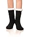SDBING Women's Winter Super Soft Warm Cozy Fuzzy Fleece-Lined with Grippers Slipper Socks (Black)