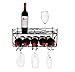 Mango Steam 2 Tier Wall Mounted Wine Rack with Stemware Holder - for Kitchen, Bar, & More