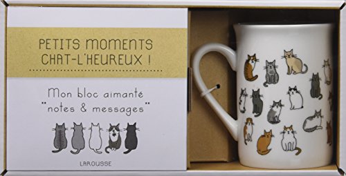 Petits moments chat-l'heureux : Coffret bloc aimanté + 1 tasse by (Product Bundle)