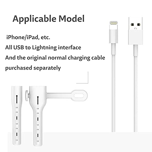 2 Pairs NURWOUE Charger Cable Saver, Cable Protector for iPhone iPad，Cable Management Organizer Protective，Cord Saver for Bundling and Organizing Cables (White+Black, Lightning to USB)