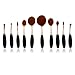BeautyCoco 10 pcs New Fashionable Super Soft Oval Toothbrush Makeup Brush Set Foundation Brushes Contour Powder Blush Conceler Brush Makeup Cosmetic Tool Set Rose Gold