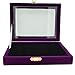 Color Velvet Jewerly Glass Top Lid Box, 48 Black Velvet Slots, for Rings Cuffs (Purple)
