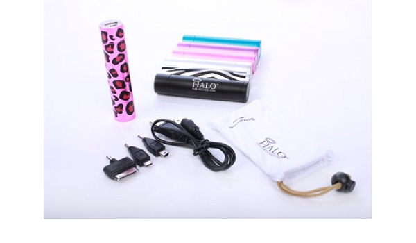 Amazon Com Halo Pocket Power 2800mah Power Bank W Micro Usb Mini Usb 30 Pin Adapter Tips Leopard Cell Phones Accessories