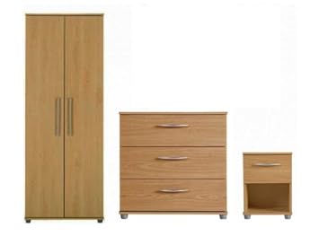 Wardrobes Modena Beech Effect 1 Drawer Bedside 3 Drawer Chest 2