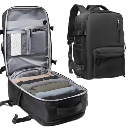 Luggage Travel Bag Backpack for Men and Women, Large Capacity Laptop Compartment, Carry On, Anti-Theft, Waterproof, Airline Approved, Travel Backpack with USB Charging Port