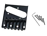 Dopro Black Vintage Tele Ashtray Electric Guitar Bridge with Barrel 6 Saddles for Telecaster