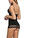 Avidlove Women Lingerie Lace Chemise Sleepwear Babydoll Set Mini Dress Black L