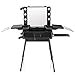 Ovonni LED Makeup Train Case, Lighted Rolling Travel Portable Cosmetic Organizer Box with Mirror & 4 Detachable Wheels, Professional Artist Trolley Studio Free Standing Workstation(Black)