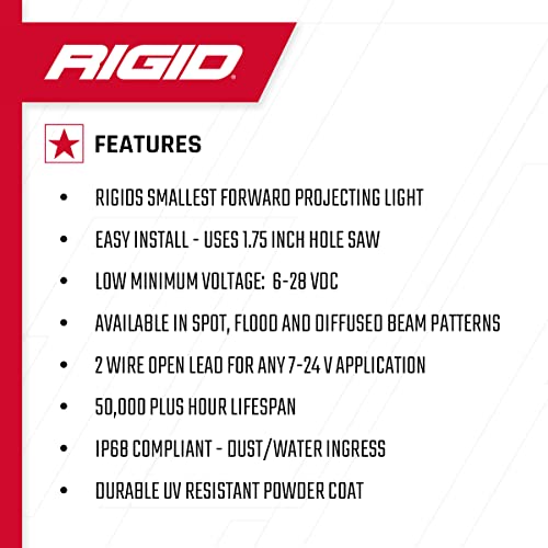 RIGID INDUSTRIES Ignite Backup Kit Black Flood Flush Mount Mounting