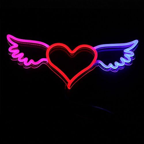 DIY Neon Sign Light Modern Home Wall Trends Décor Yolo Sign To Light up Your Space With Neon Signs Customizable for Kids Bedroom, Living Room Bright Themes Image (Angel Wings Heart Neon Sign)