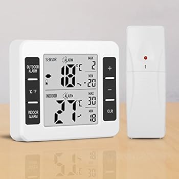 Amazon.com: Glisteny Digital Alarm Thermometer, Indoor and Outdoor
