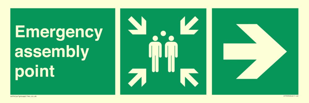 Emergency assembly point directional Right arrow Sign - 600x200mm - L62