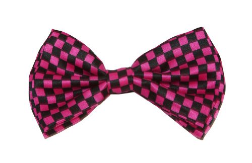 Pre-tied Bowtie - Chekered Hot Pink Black