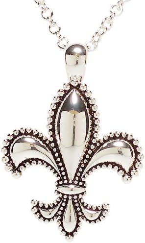 Necklace - Silver Tone Fleur De Lis Pendant - Kiki's Shimmering Fleur De Lis