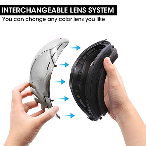 Zerhunt Ski Goggles, Snowboard Goggles Over Glasses, Anti Fog UV Protection Snow Goggles OTG Interchangeable Lens for Men Women Snowmobile, Skiing, Skating, Silver - Thumbnail 5