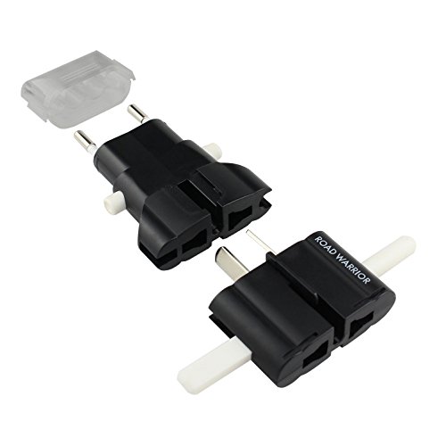 Road Warrior Travel Power AC Plug Adapter EU/UK/AU/US/in, Designed in Japan - RW101BK-US [Black]