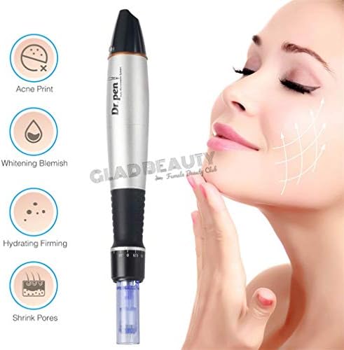 Electric Auto Derma Pen/Stamp Skin Micro Needle Roller with 2pcs 12Pin Cartridges for Skin Care Facial Rejuvenation Acne Treatment