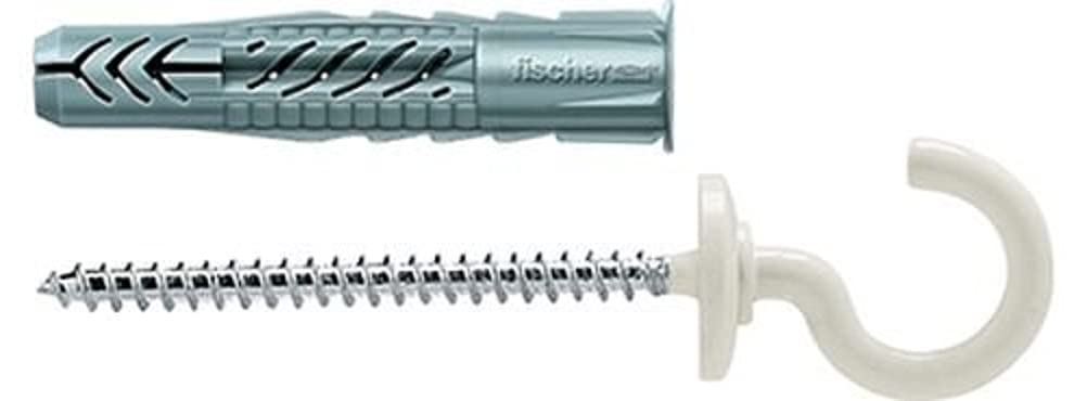 fischer Universal Plug UX 8 x 50 RH N with Rim & Round Hook White