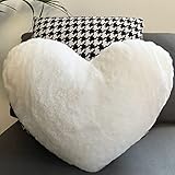 Vdoioe Heart Pillow Fluffy White Heart Shaped Throw