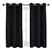 NICETOWN Halloween Living Room Blackout Curtains and Drapes, Black Solid Thermal Insulated Grommet Blackout Drapery Panels for Window (2 Panels, 42 Inch Wide by 45 Inch Long, Black)