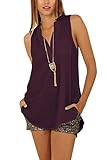 Eliacher Women's Casual Summer Women Blouse Tops Sleeveless Shirt 6640 (XXL, Magenta)