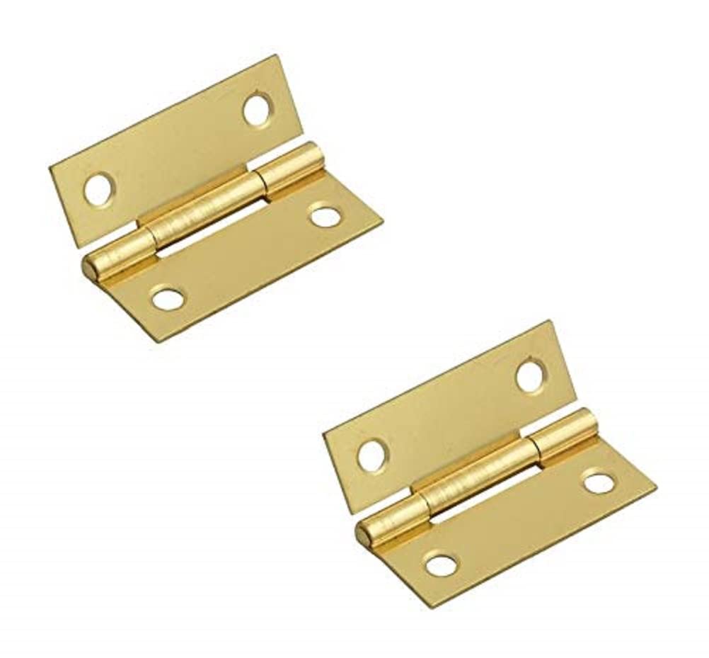 Merriway BH03833 (2 Pcs) EB Steel Butt Hinge, Brass Plated, 50 mm (2 inch) - Pack of 2 Pieces