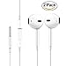 Earbuds Earphones Stereo Earphone Wired Noise Isolating Headphones with Mic and Remote Control for iPhone iPod iPad Samsung Android Smartphones Tablet Laptop 3.5mm [White] [2- PACK]