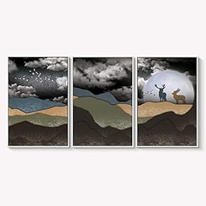 Framed Canvas Wall Art for Living Room, Bedroom Abstract Landscape Dream Place Canvas Prints for Home Decoration Ready to Hanging - 16"x24"x3 Panels